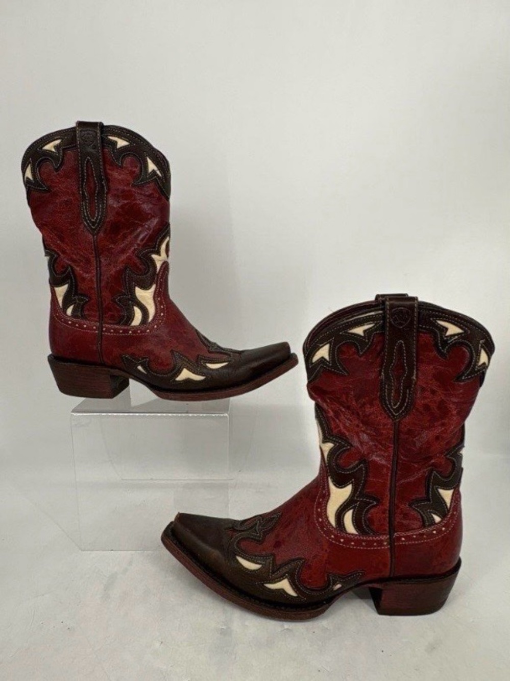 Ariat 10008774 Red Brown Snip Toe Leather Western Cowboy Boots Women's Size 6B